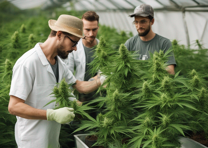 marijuana growers taking care of plants